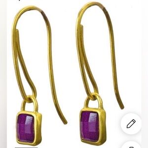 Gold and Purple Drop Earrings